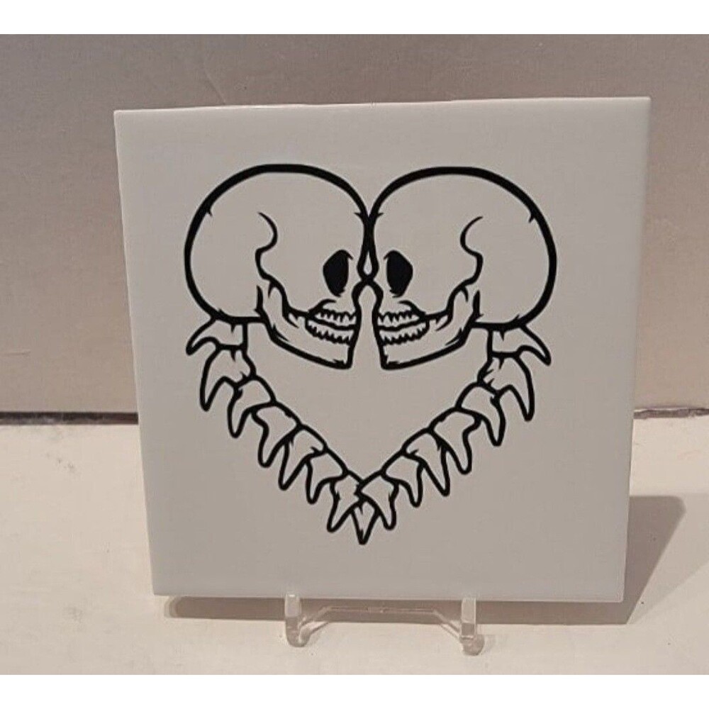 Skeleton Heart Ceramic Tile Coaster